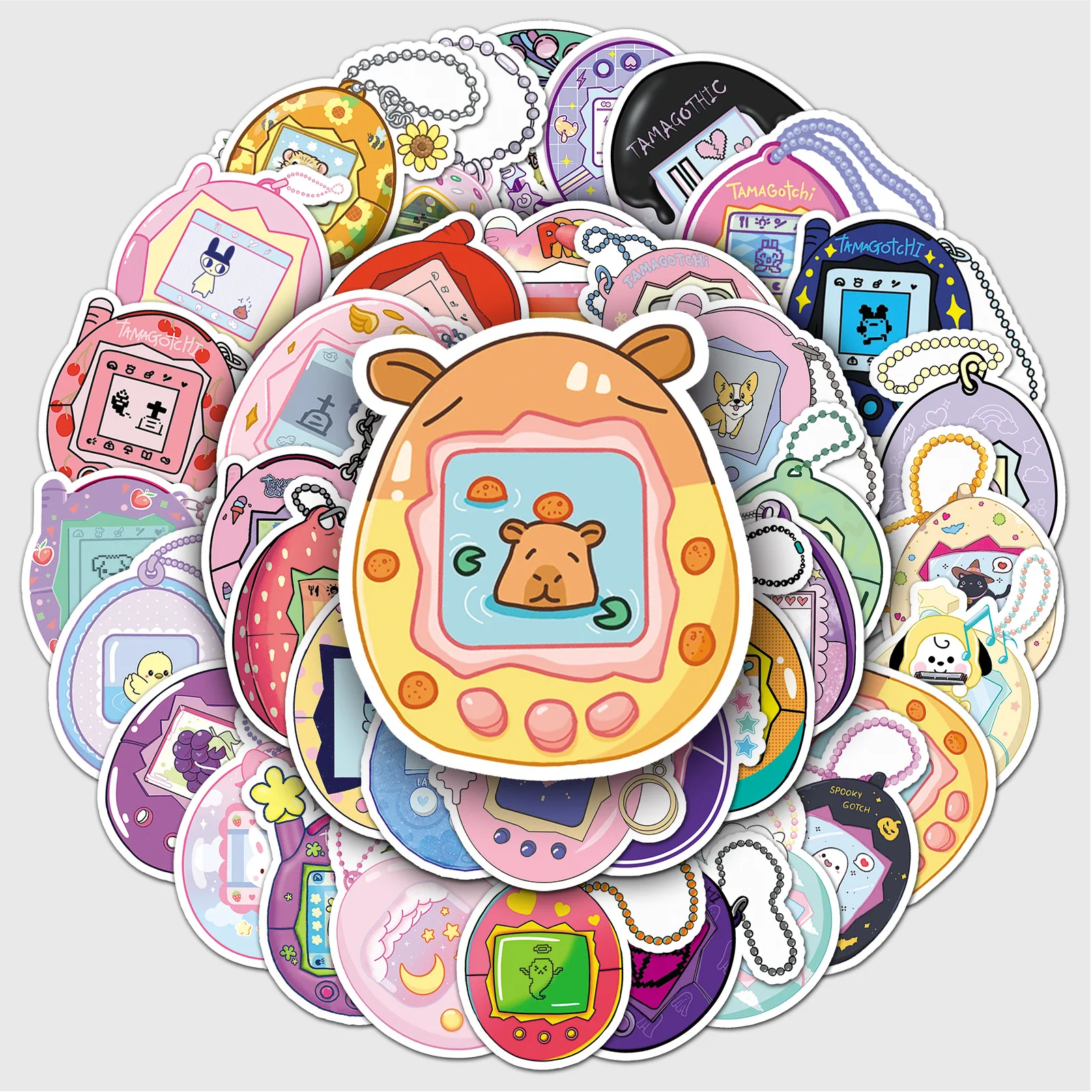 50PCS Tamagotchi Stickers Cartoon Sticker Kids Toy Decals Luggage Laptop Phone Car Bike Skateboard Waterproof Decoration