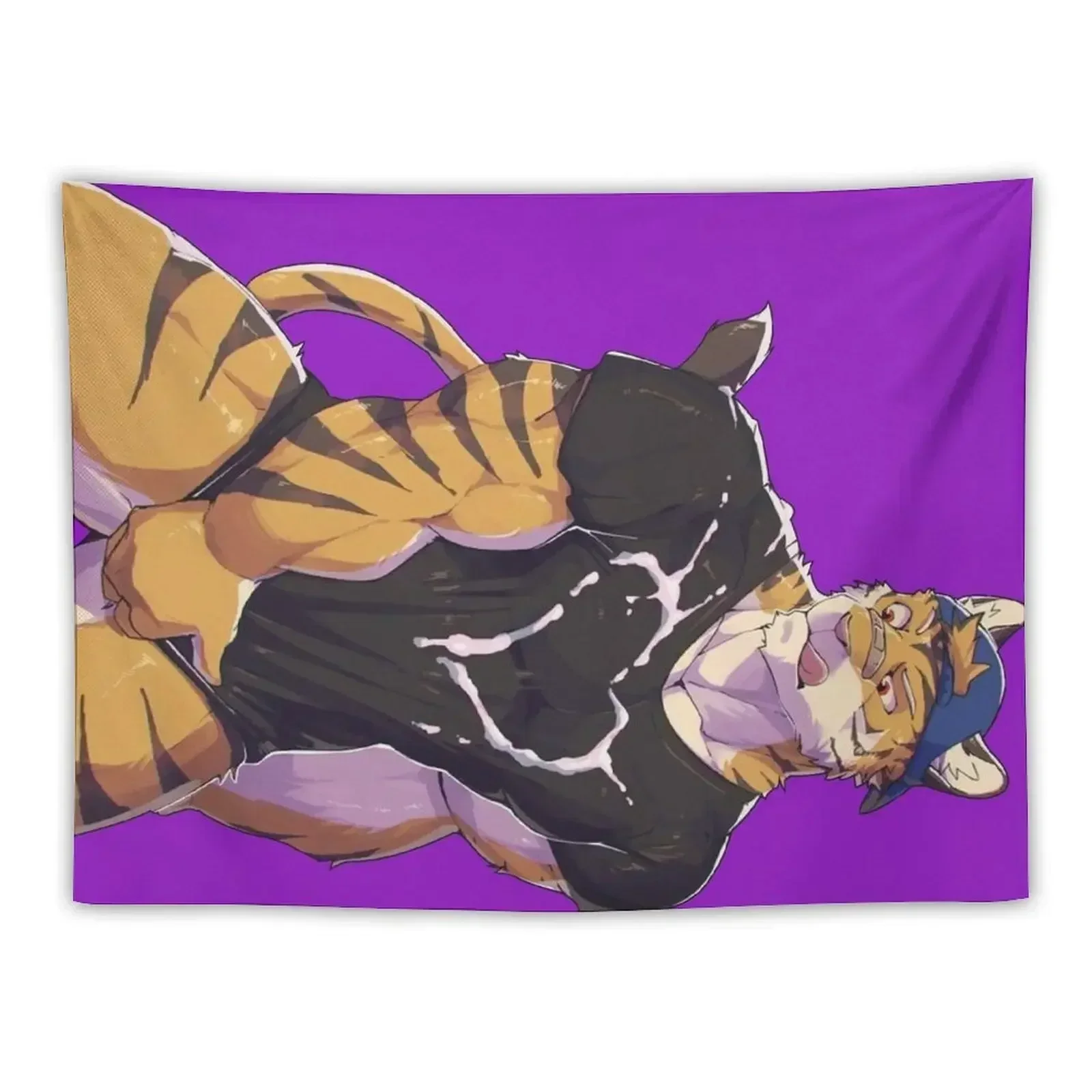 

Sexy furry tiger bara wearing a hat Tapestry Decoration For Rooms Room Decorator Tapestry