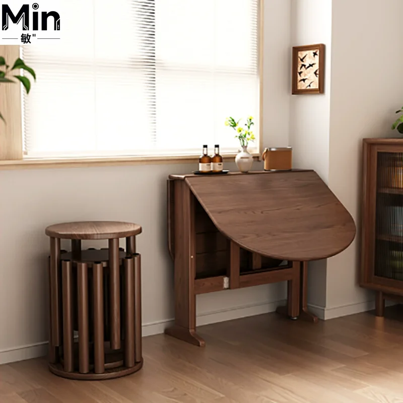 Retro Mid Century Dark Slim Folding Dining Provincial Chic Space Saving Furniture for Home Small Dining Room