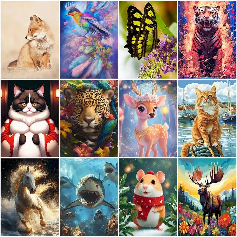 

RUOPOTY Painting By Numbers On Canvas With Frame Animals Adult Coloring Canvas Crafts Paint Pictures By Numbers Home Decoration