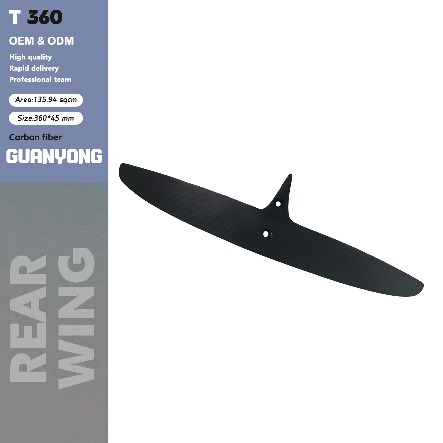 2026 Hot Sale SKINNY 360/45 Carbon Rear Hydrofoil Wing Fittings Variety Sizes Foil Rear Wing Stabilizer Wing Surfing Accessories