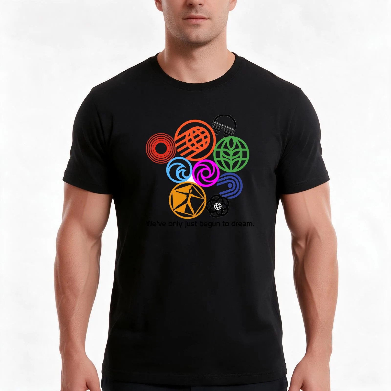 Epcot Center Classic Pavilion Logos T-Shirt, Summer Casual Cotton Tee, Oversized Streetwear Tops, Vintage Graphic Print