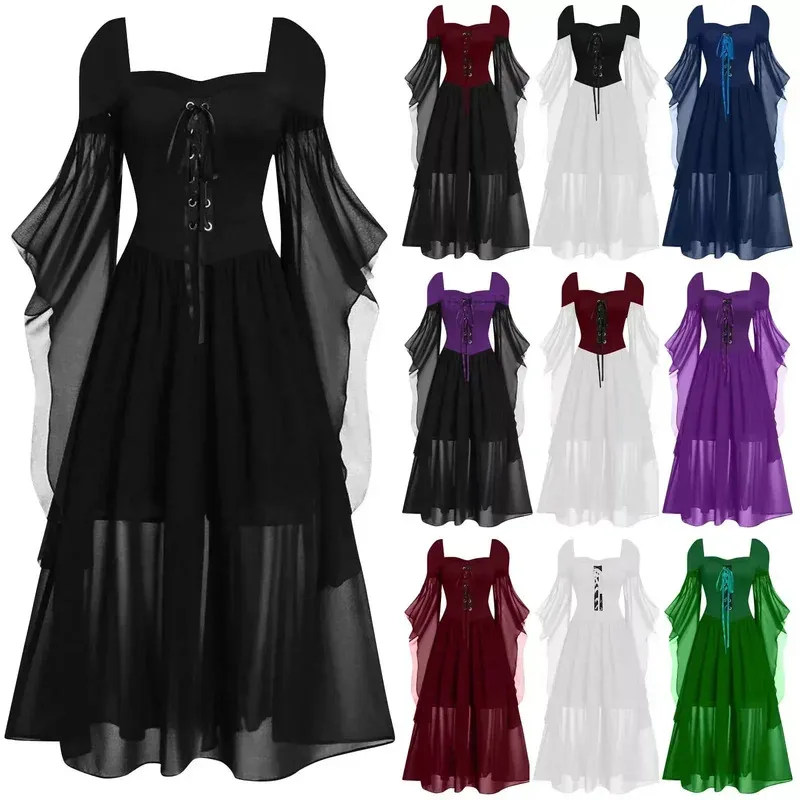 Vestido Medieval Gótico De Malla Para Mujer – Disfraz Renacentista Y De Halloween Tallas Grandes