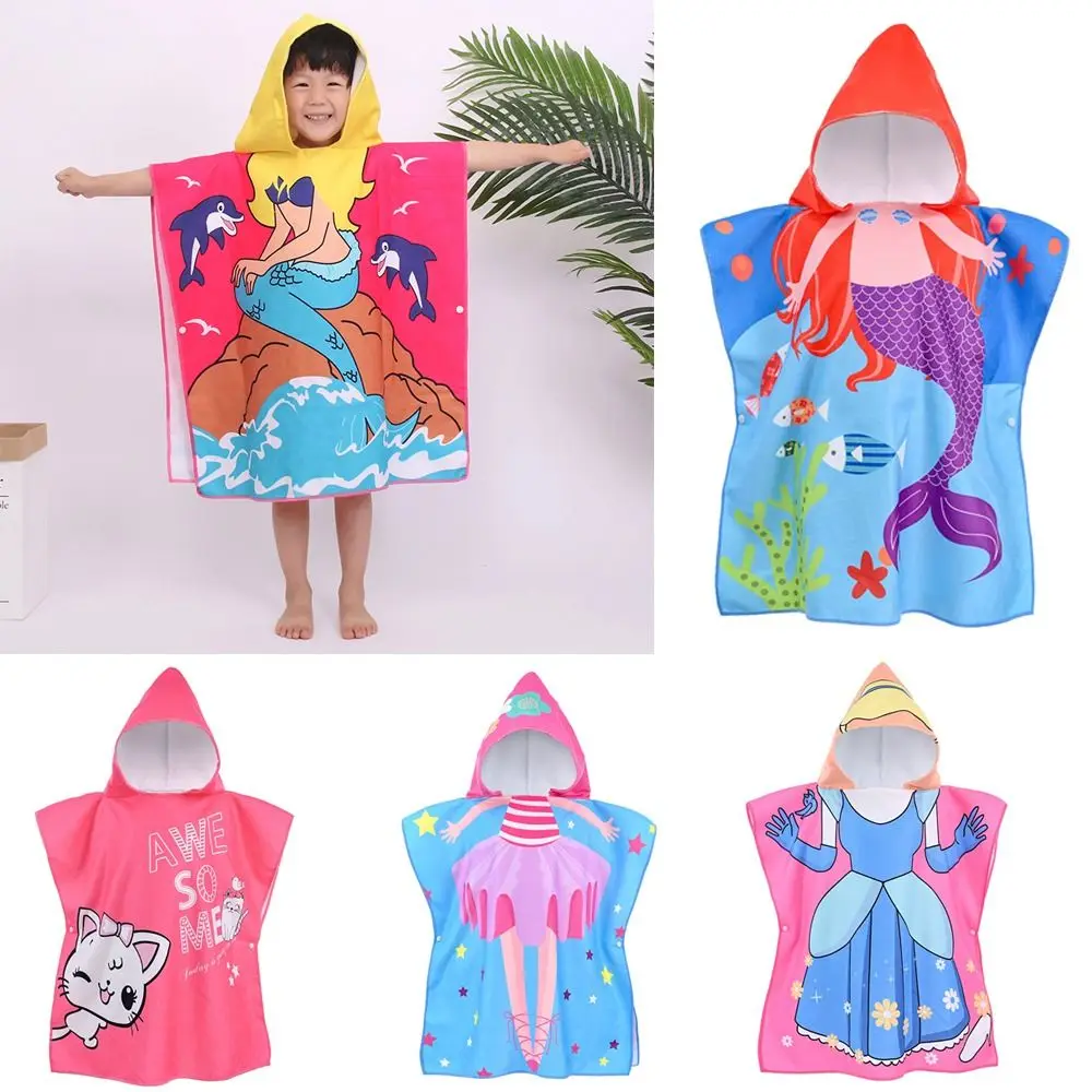 New With Hooded Kids Bathrobe Shark Pattern Washcloth Hooded Cloak Quick Dry Swim Accessory Poncho Summer