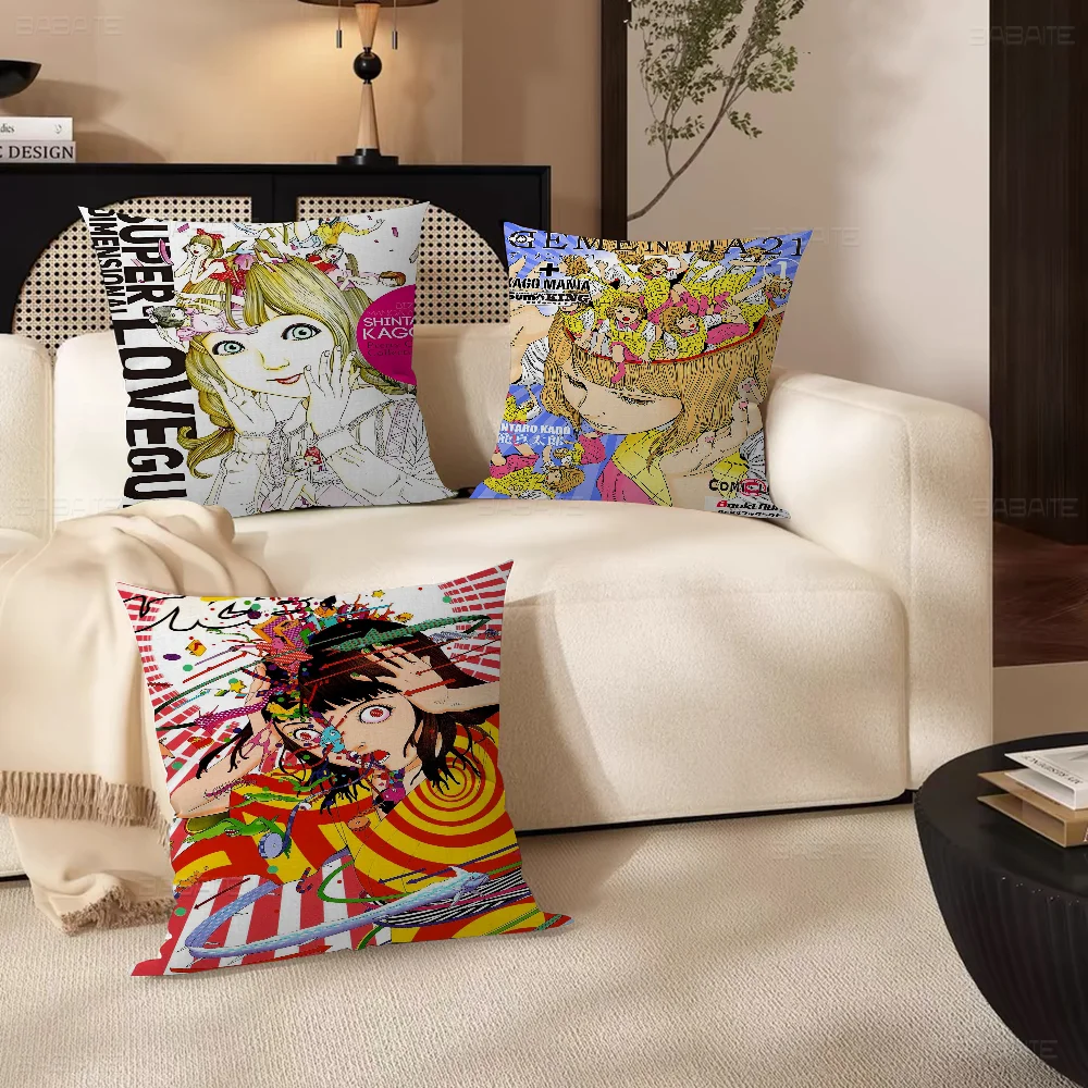 Shintaro Kago Horror Comic Pillow Gift Home Office Decoration Bedroom Sofa Car Cushion Cover Case 45x45