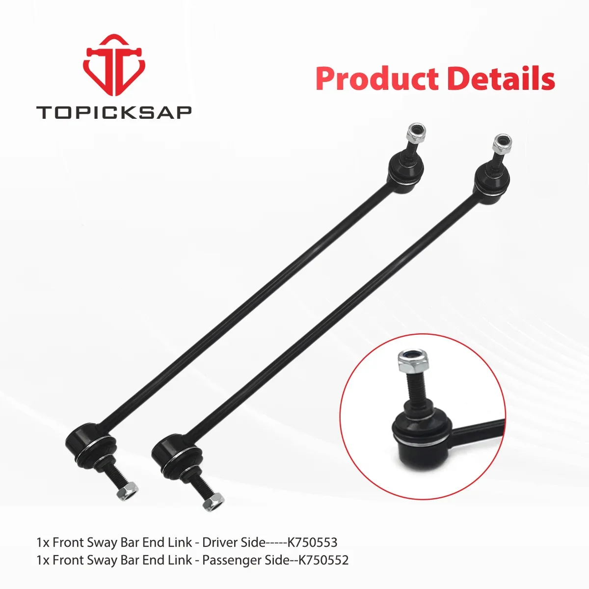 TOPICKSAP 6Pcs Front Lower Control Arm w/Ball Joint & Sway Bar Link Kit for Chevy Camaro 2010-2015 Suspension K621479 K621478