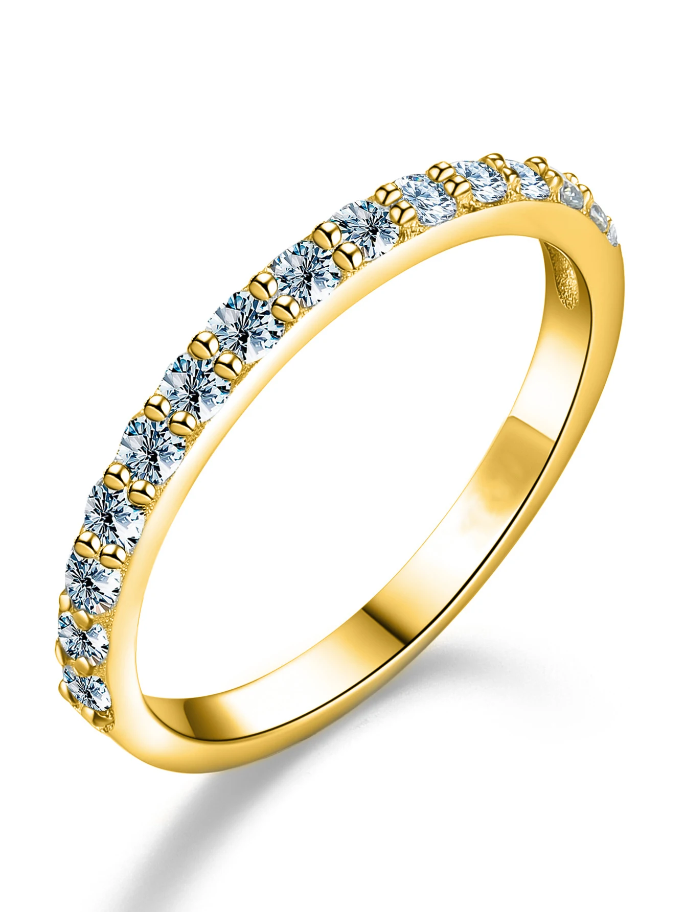 Exquisiter Echter Moissanit-Ring Passender Hochzeits-Diamant-Band für Damen 925 Silber Plattiert Einzelring Schmuck – Detail 5