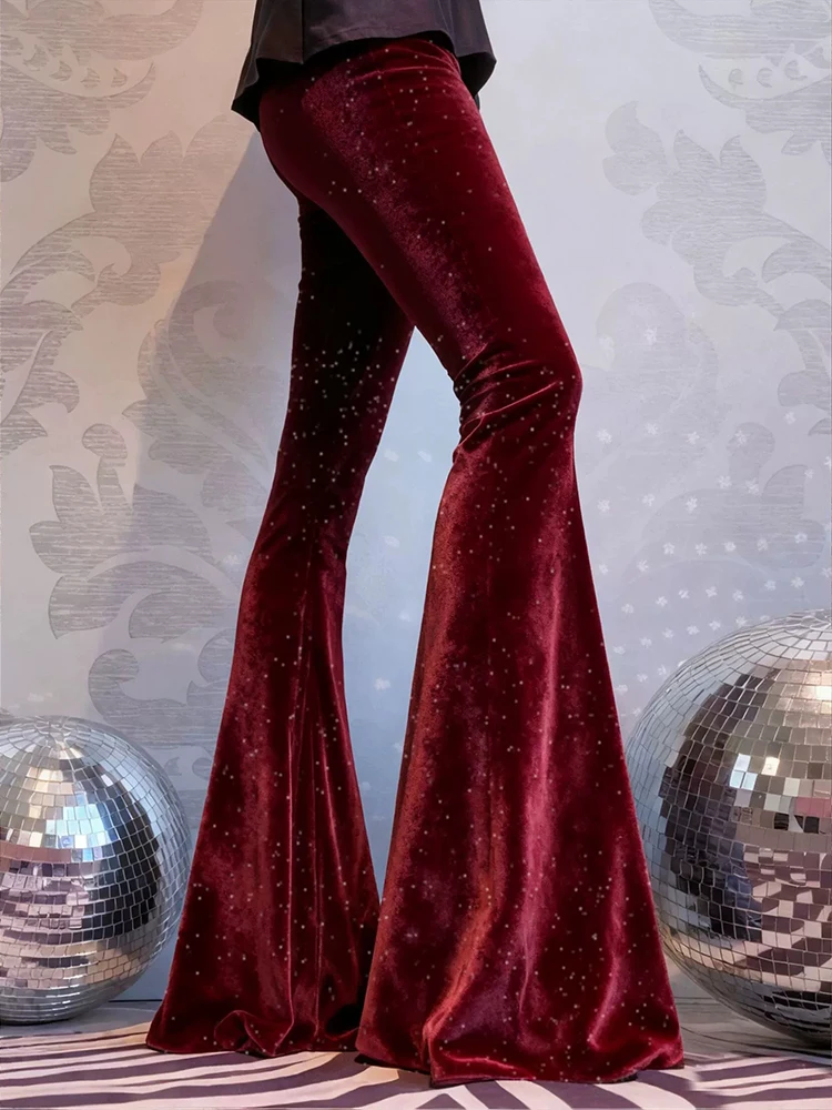 Pantalon long en corne pour tous les jours, taille haute, coupe cintrée, velours brillant, couleur unie, décontracté, nouvelle collection printemps et automne