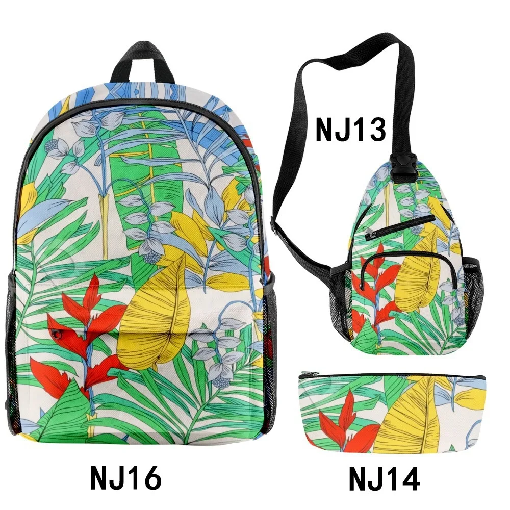 Hip Hop Youthful Funny Creative Maple Leaf 3pcs/Set Backpack 3D Print Bookbag Laptop Daypack Backpacks Chest Bags Pencil Case