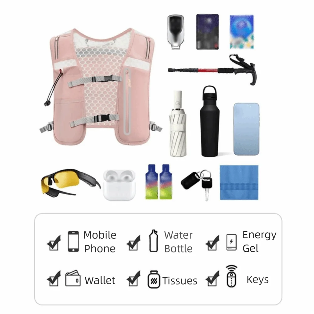 Imagen 4: Chaleco reflectante para correr, paquete de 4L, 500ML, botella de agua, chaleco de hidratación para correr, transpirable, impermeable