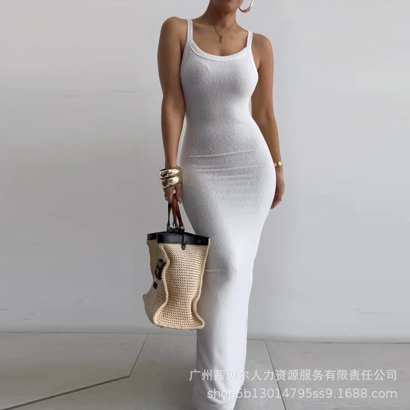 

Сексуальное облегающее платье макси на бретелях, женское летнее модное тонкое длинное вечернее платье без рукавов, элегантное