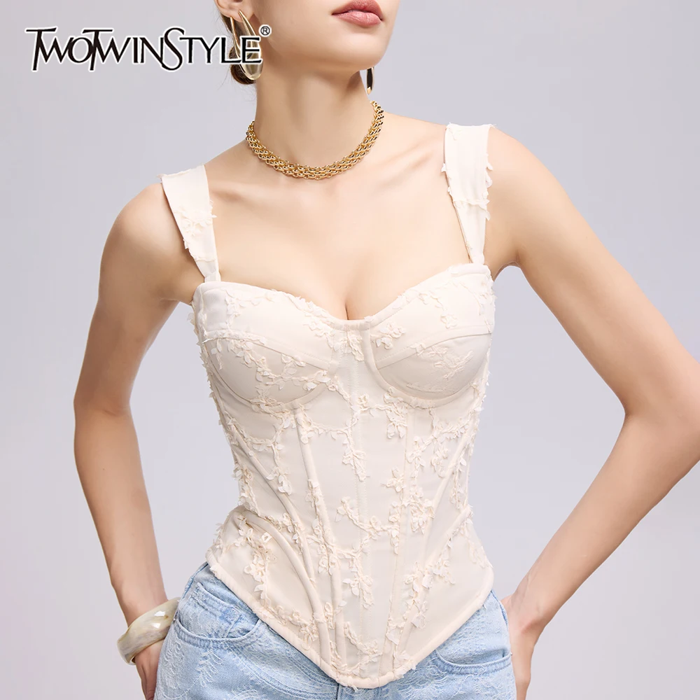 

TWOTWINSTYLE абрикосовый сращенный 3D милый жилет с лозой женский милый жилет без рукавов для похудения горячая девушка женские жилеты летняя мода новинка