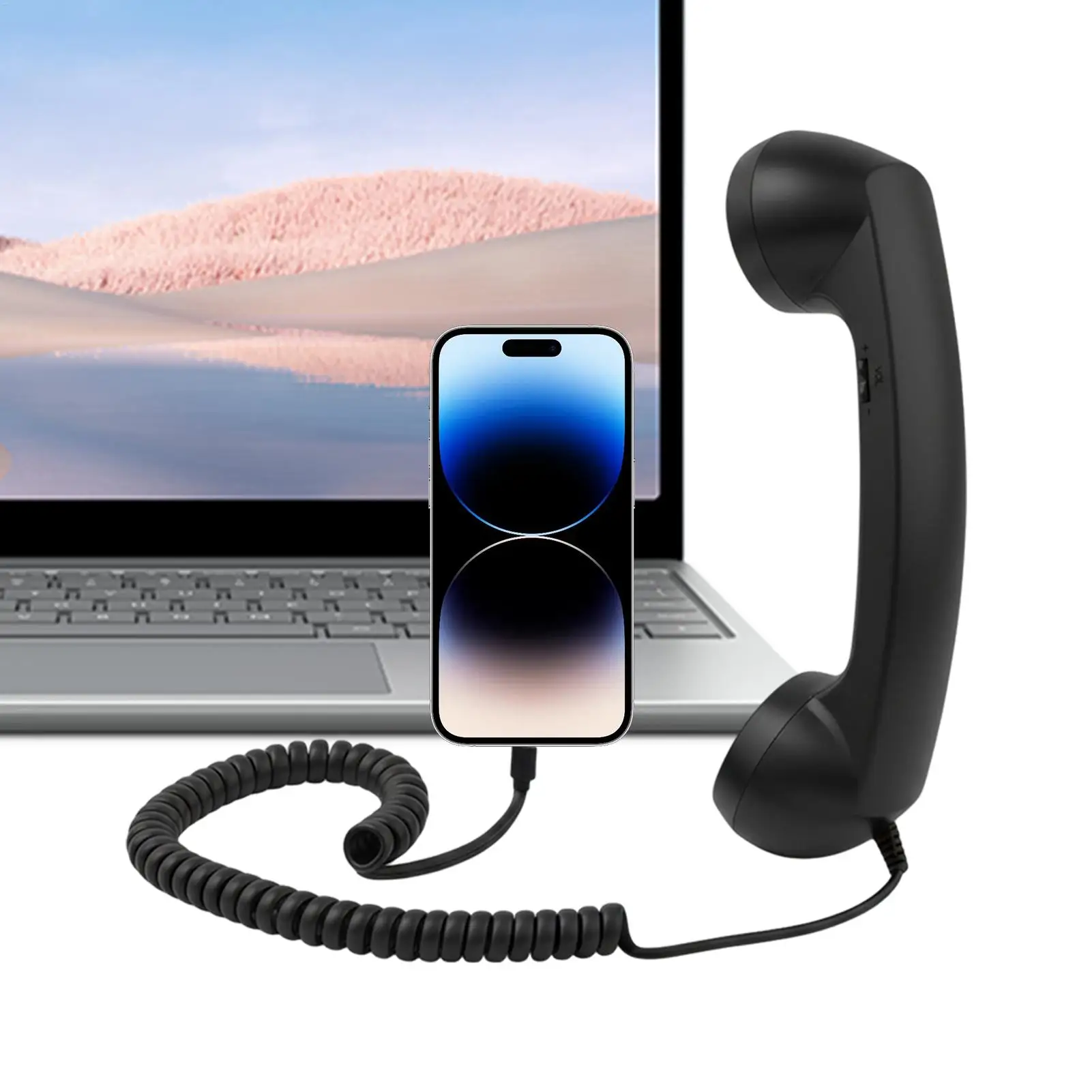 Retro Telephone Receiver Type-C Microphone Handset Directly Plug Into Mobile Phone Handset For Cell Phones, Smartphone