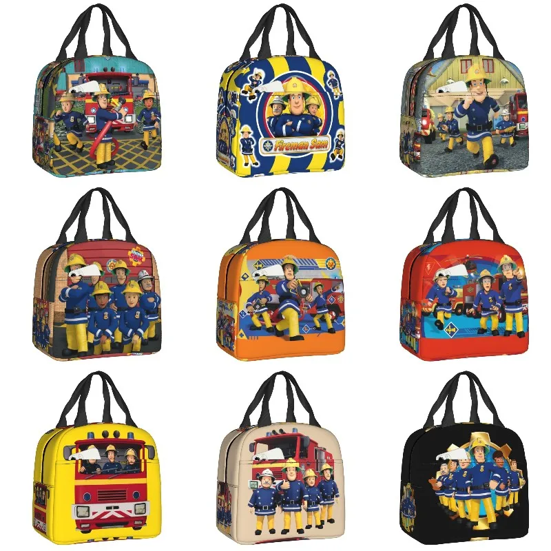 

Fireman Sam Insulated Lunch Bag for Women Cartoon Firefighter Resuable Cooler Thermal Food Lunch Box Work School Picnic Bags