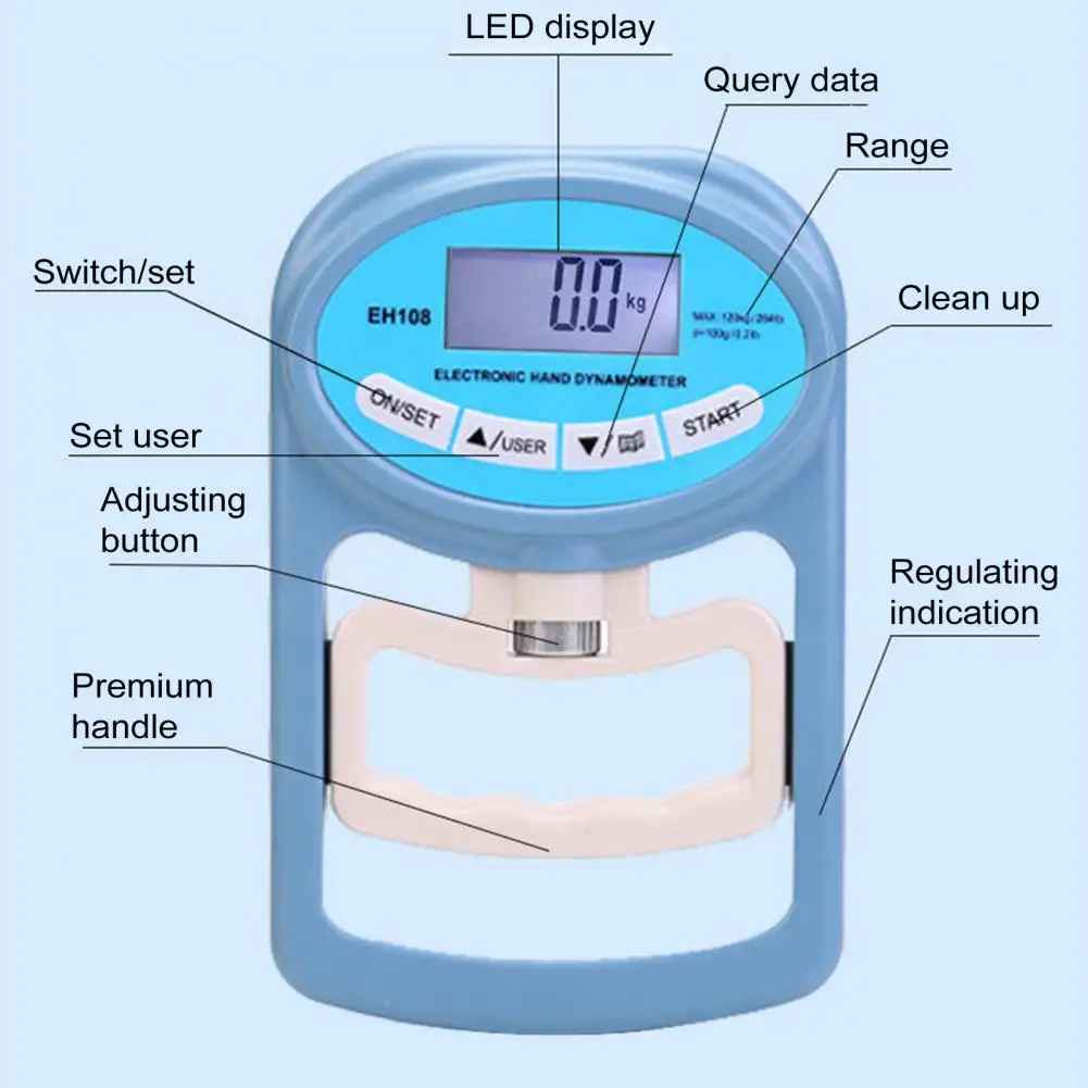 

Портативный ручной динамометр, портативный ручной динамометр, ручной тестер силы с Led-дисплеем для регулируемой рукоятки для спорта