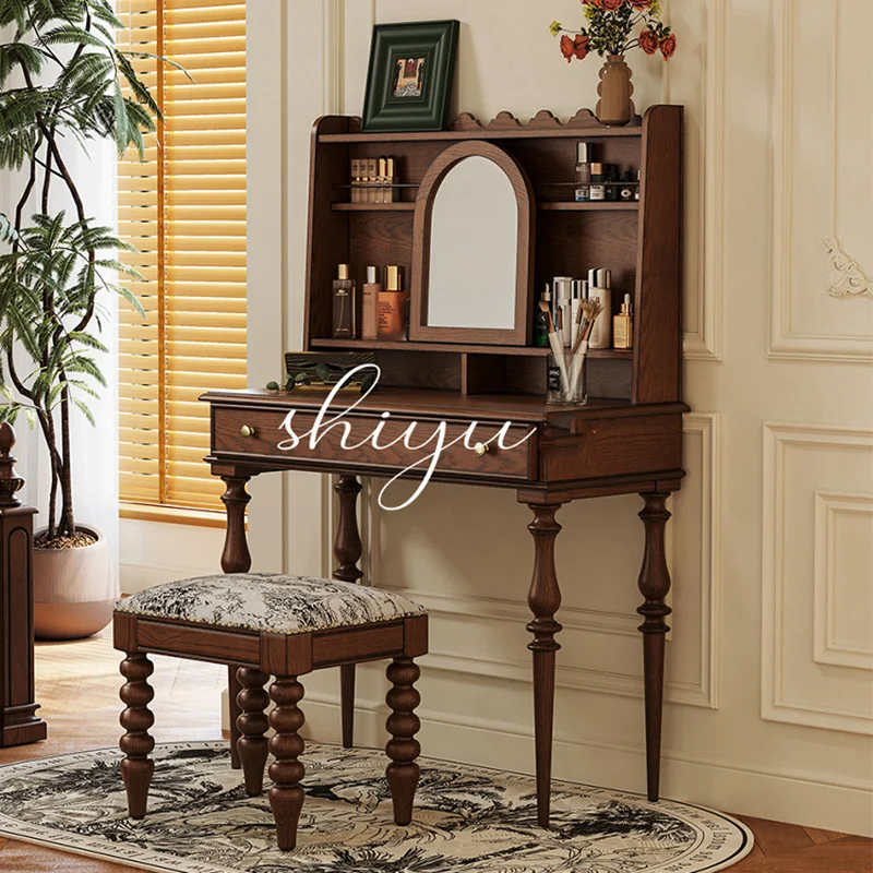 

Women Luxury Vanity Table Mid Century Tall Drawers Storage Bedroom Makeup Dressing Table Beauty Penteadeira Trendy Furniture