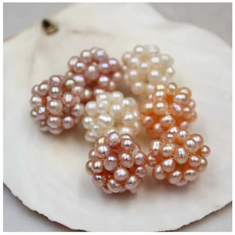 12mm 16mm Flower Ball Pearl Beads Hand Braided Jewelry DIY for Neckalce Earrings Baroque Elegant Natural Freshwater Pearl Beads