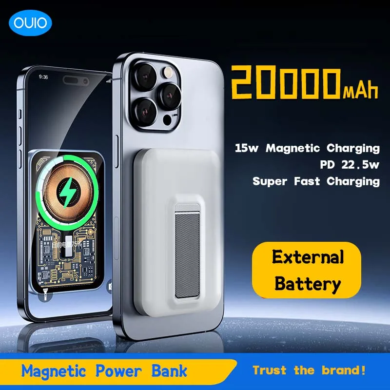 20000mAh Magnetic Wireless Portable Power Bank Magsafe External Battery Charger Cases 22.5W Fast Charging for iPhone Xiaomi