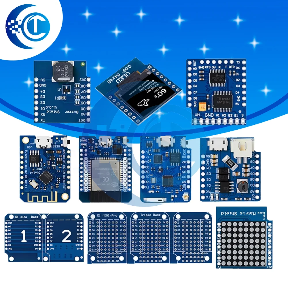 ESP8266 D1 Mini Pro WiFi Development Board NodeMcu 0.66 OLED DHT11 DHT22 buzzer Relay DS18B20 ESP32 Motor for WeMos DIY Kit