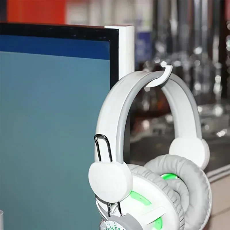 Universal Headphone Hanger Hook, No Drill Adhesive Wall/Monitor Mount for All Headphones, Space Saving Earphone Stand