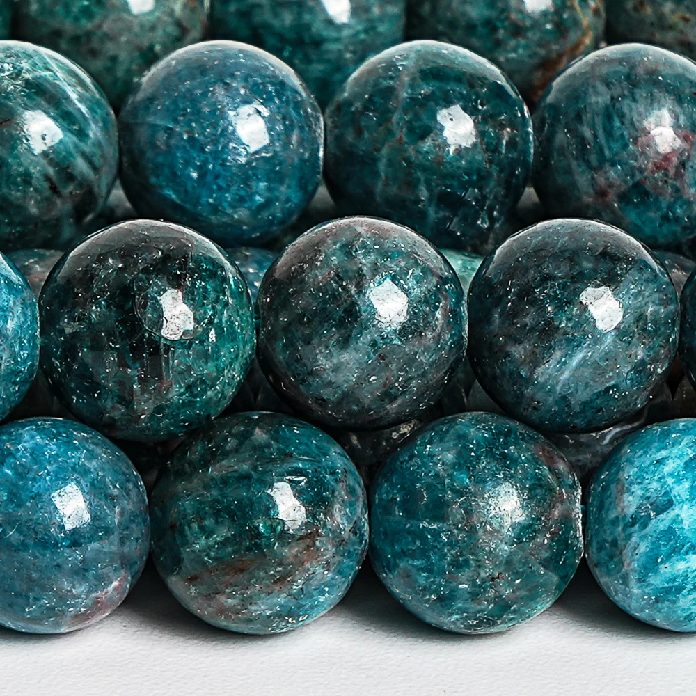 

7-8/10mm Natural Apatite Gemstone Beads Oceanic Blue-Green Semi-Precious Stone Beads for Jewelry Making 1mm Laser-Drilled Holes