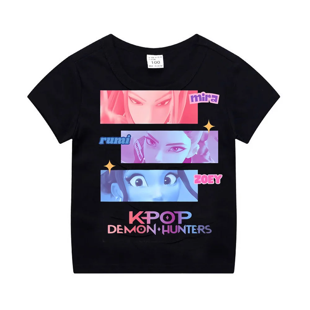 Kpop Demon Hunters Abbigliamento per bambini T-shirt a maniche corte Carino Kpop Demon Hunters Tiger Harajuku Tshirt per ragazzi e ragazze
