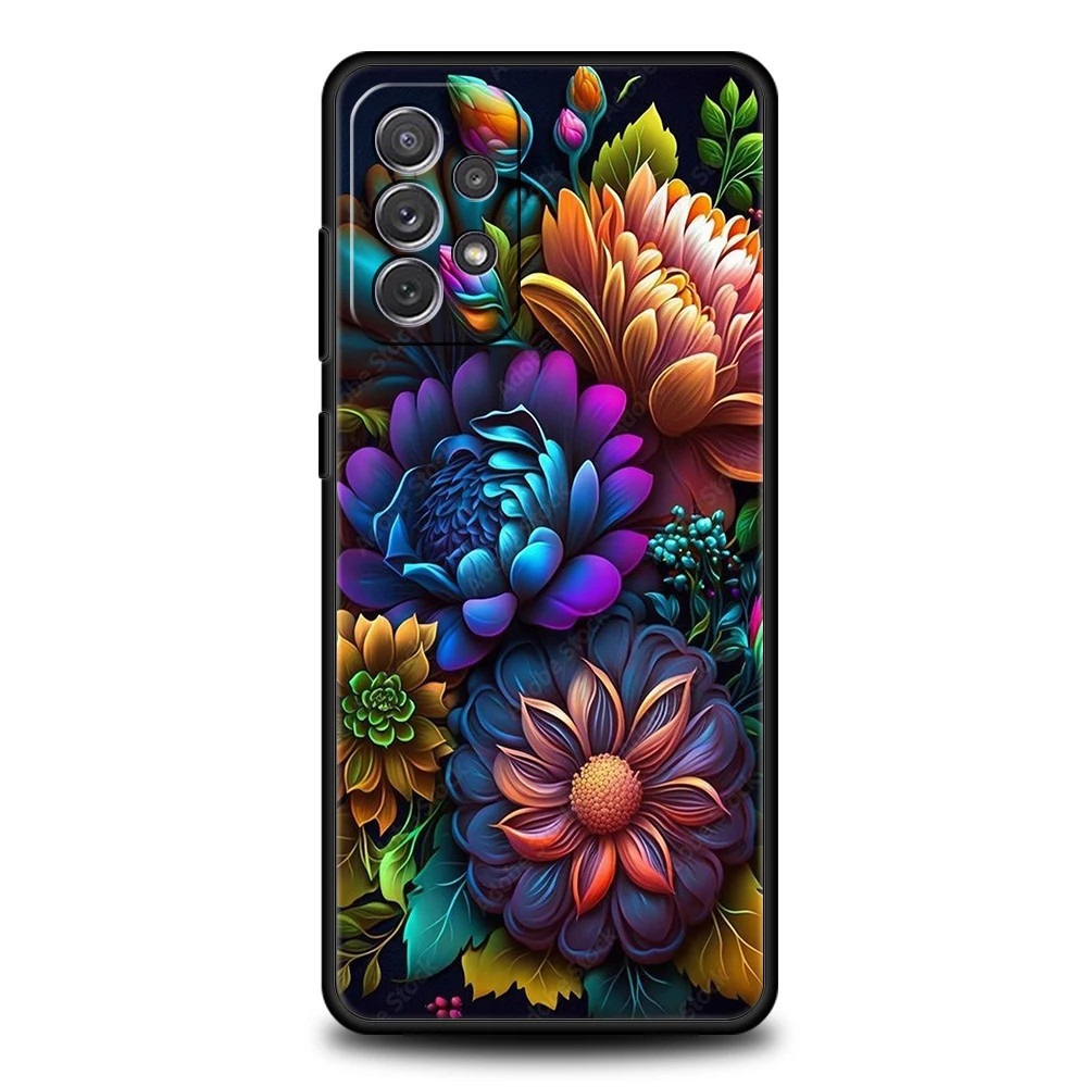 Bunte Blumen Handyhülle für Samsung Galaxy A55 A35 A15 A14 A25 A54 A51 A71 A72 A73 A32 A52 A52S A41 5G Silikonhülle Capas – Detail 4