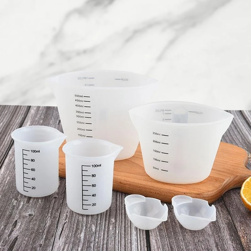 

652F 6 Pieces Silicone Measuring Cups Including 250ml and 500ml Non-stick Silicone Mixing Pour Cups 10ml Dispensing Cups