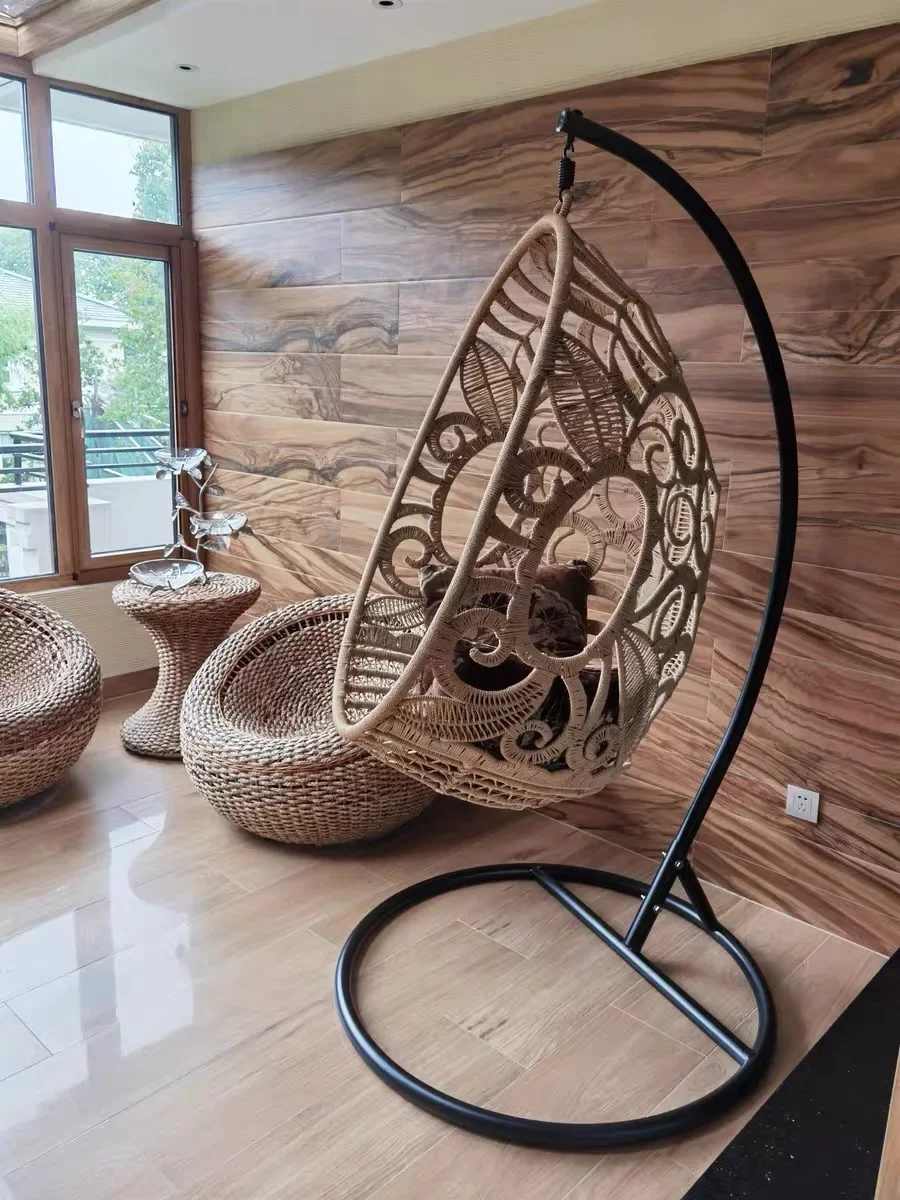 

Furniture Wholesale High Quality Modern Hanging Egg Chair Outdoor Patio Hanging Rattan Swing Egg Chair With Stand