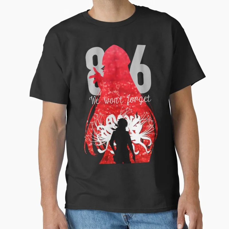 

86 eighty-six anime quote Science Fiction Light Novel Anime t shirt for men 100% cotton Large size tops S-6XL manga gift tee