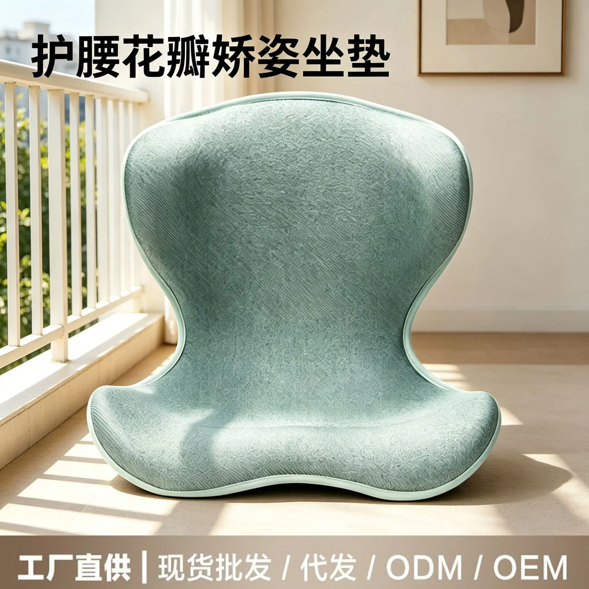 Ergonomic Seat Cushion with Lumbar Back Support for Office Chair, Wide EVA Foam Posture Pad for Long Sitting, Linen-Look Cover