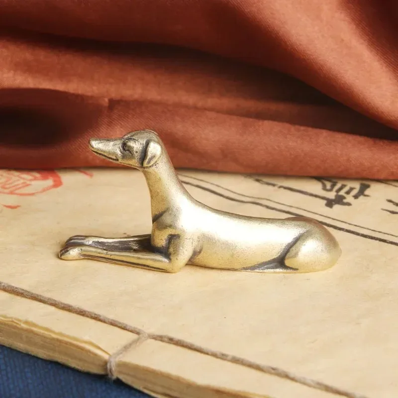 Vintage Copper Lying Dog 12 Zodiac Figurines Desktop Ornament Decoration Retro Brass Dog Home Craft Decor - view 4