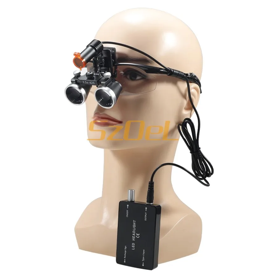 2.5X/3.5X Dental Binocular Loupes 5W Clip on High Brightness Spotlight Imaging Clear Loupes Suitable for Multiple Departments