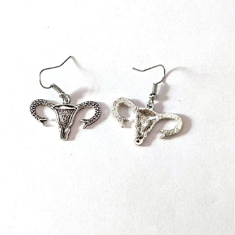 1pair New Zinc Alloy Ancient Silver Color Uterus Snake Earring for women