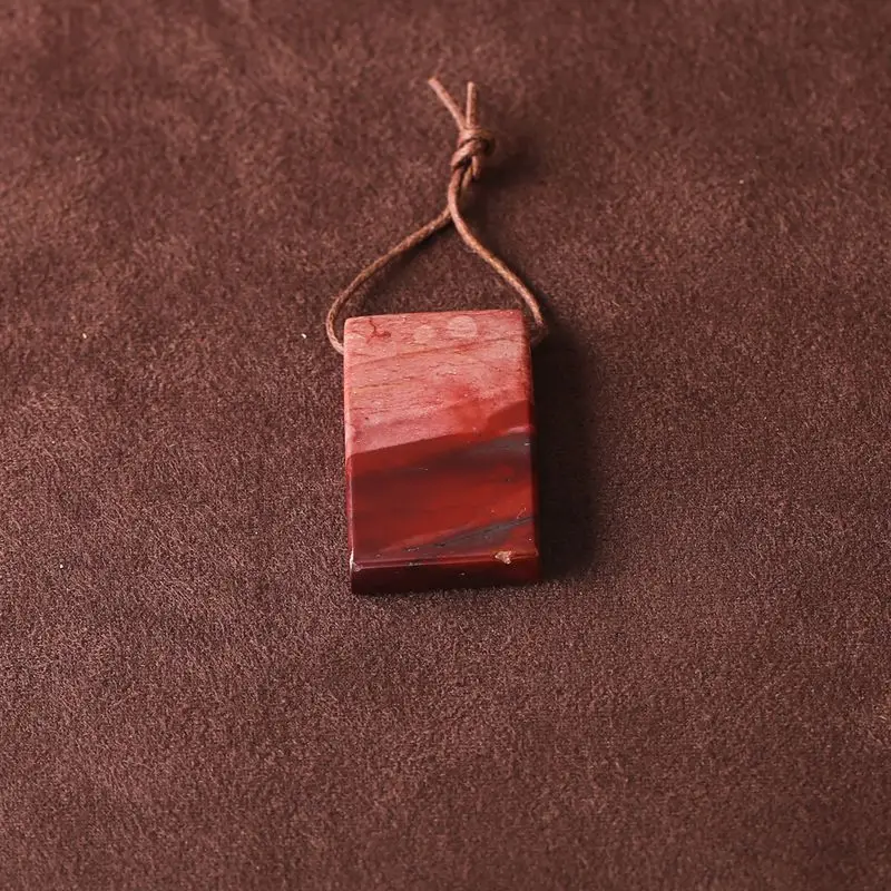 

Natural Mookite Jasper Pendant: Red-Brown Gemstone Jewelry for Boho & Crystal Fans 36x23x7mm-12.2g