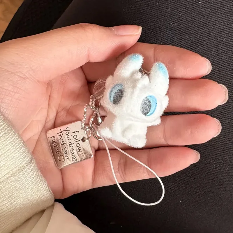 Cute Potdemiel Toothless And Light Fury Flocked Plush Cartoon Bag Pendant Keychain Decoration Doll Trendy Toys Surprise Gifts image 4