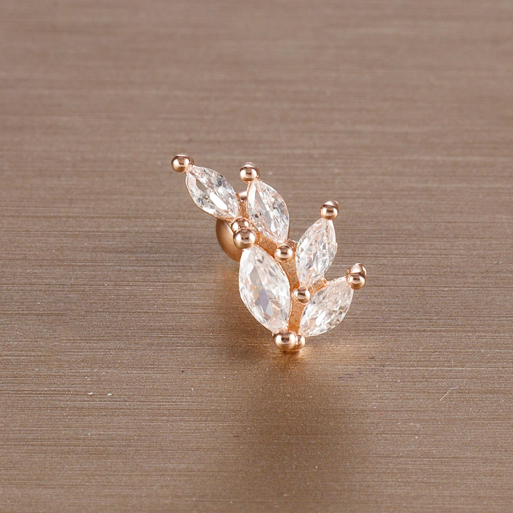 Mini Zircon Cartilage Piercing Stud Earring, 6 Styles
