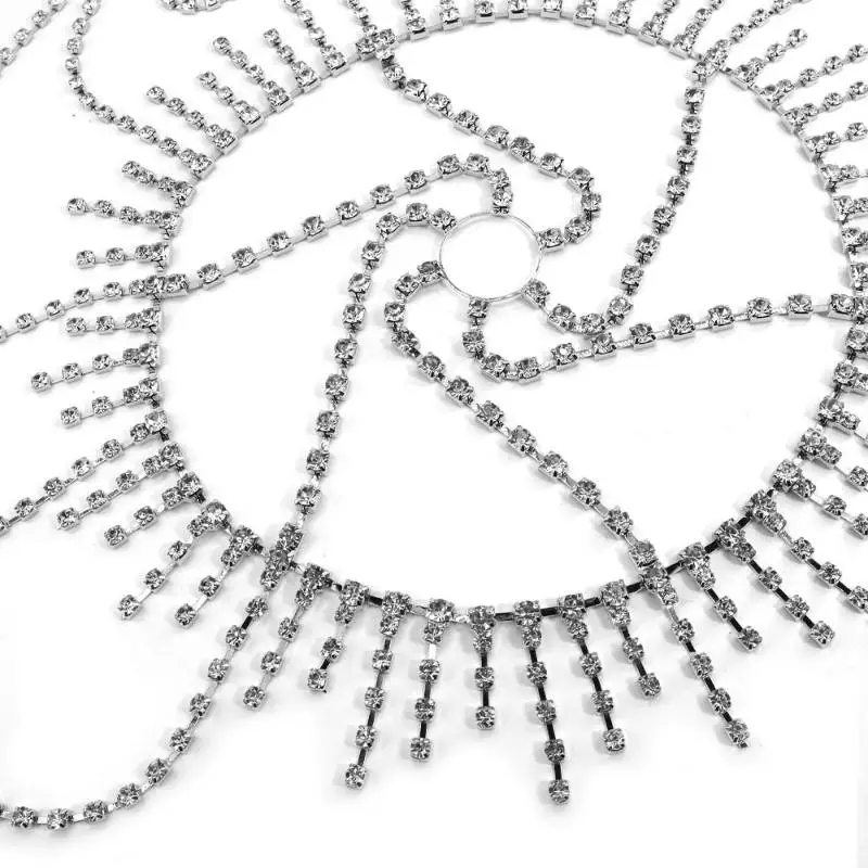 1 Stück Kristall-Kopfkette Schmuck Glitzernde Quasten-Strass-Kappe Kopfschmuck Rave-Party Tanz Hochzeit 1920er Haaraccessoires 【AliS8】 – Detail 13