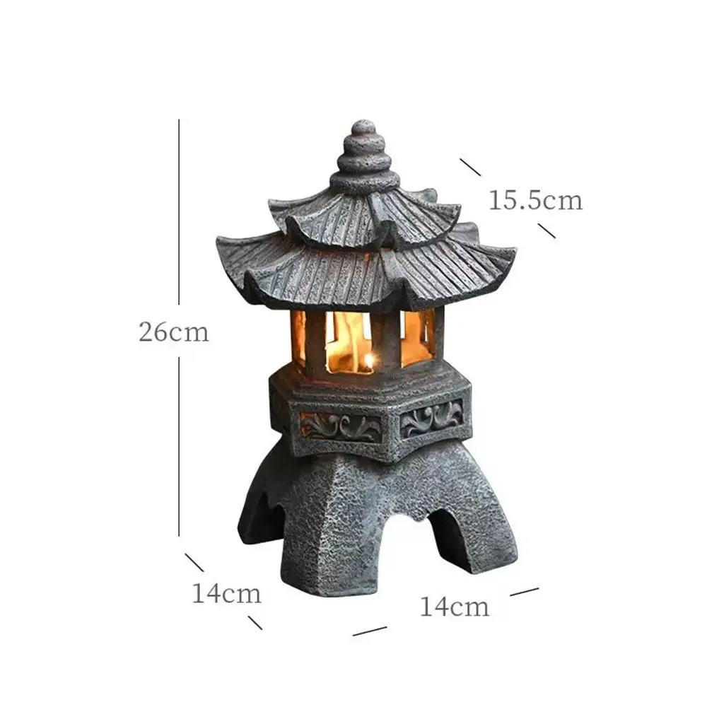 NONE Zen Pagode Stein Solar Gartenlaterne 3