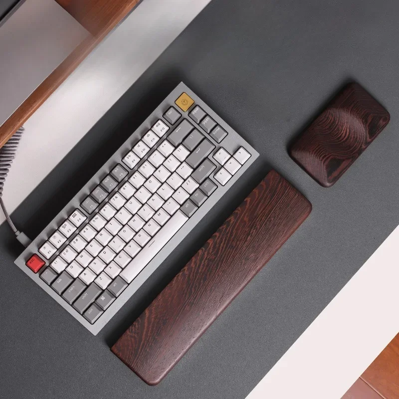 Black Walnut Keyboard Wrist Rest Wooden Customizable Hand Rest Ergonomic for 60% 80% 87/104key Mechanical Keyboard Accessories