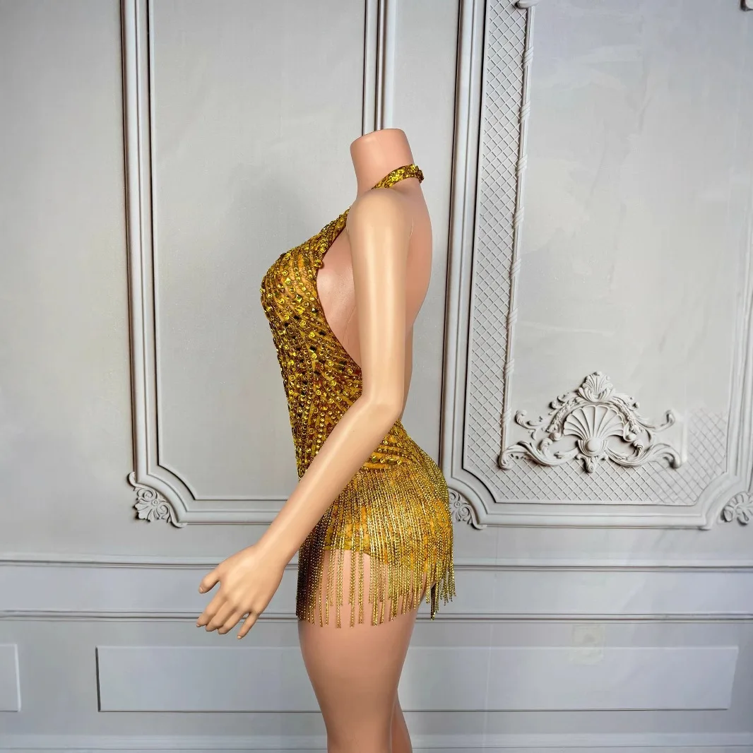 Glamorous Latin Dance Flower Competition Dress - High-End Diamond Tassel One-Piece Suit for Professional Commercial Performances