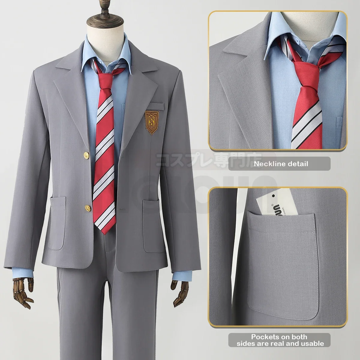 تأثيري كذبتك في أبريل أنيمي ميازونو كاوري أريما كوسي تأثيري حلي التطريز دعوى السراويل تنورة التعادل قميص كوس اتفاقية