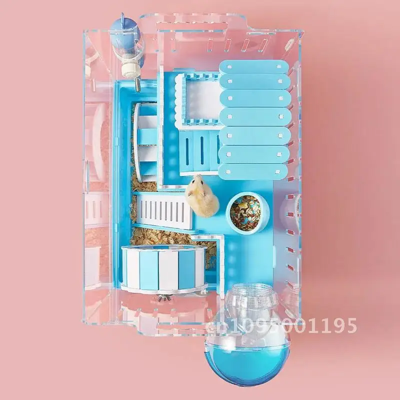 Acrylic Hamster Cage House For Cages Small Animal Furniture Hamsters Decker And stairs Double Pet Hamster