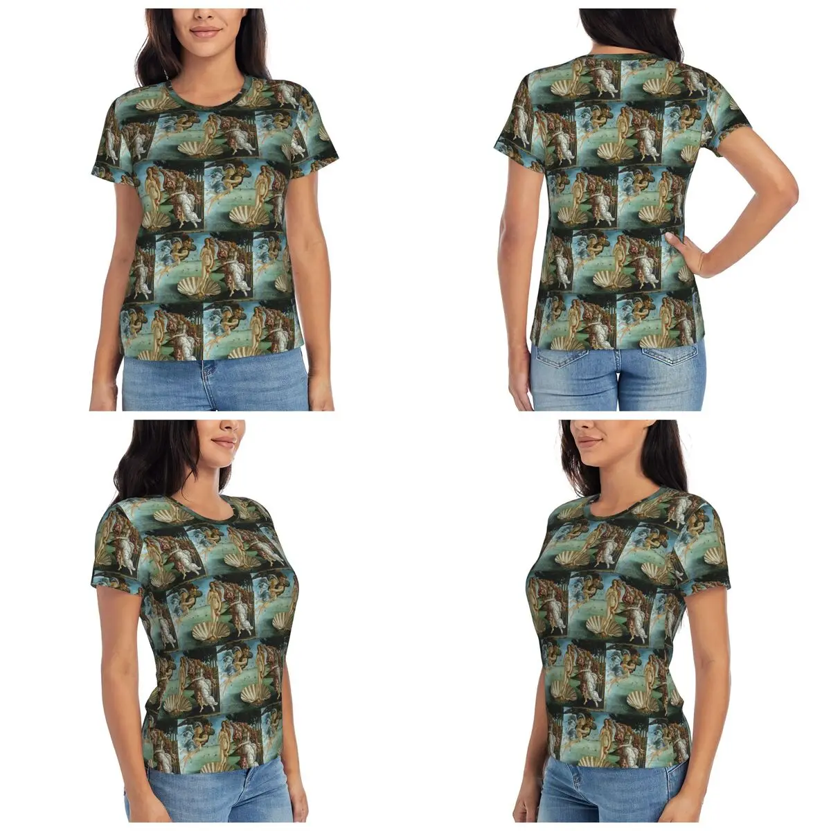 Camiseta The Birth Of Venus de Sandro Botticelli (1486), camisetas de manga corta para mujer, ropa con cuello redondo, camisetas de algodón para verano, ropa de calle