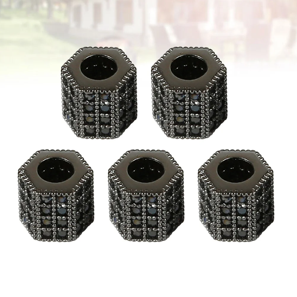 

5Pcs Zircon Cylinder Spacer Beads Premium Loose Beads for Jewelry Making DIY Bracelet Necklace Craft Kits Black