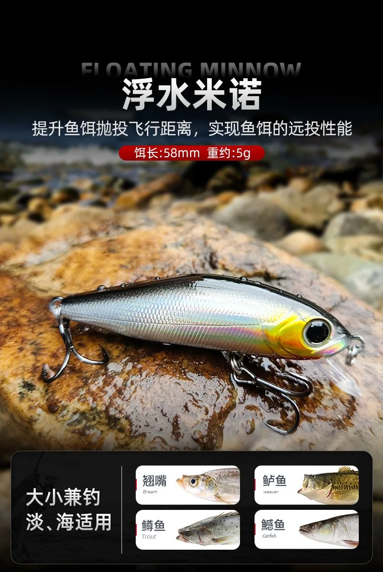 Mini Floating Minnow Fishing Lure 5.8cm 5g Artificial Trout Crank Wobbler For Fishing Pike Jerkbait Rockfishing Hard Baits