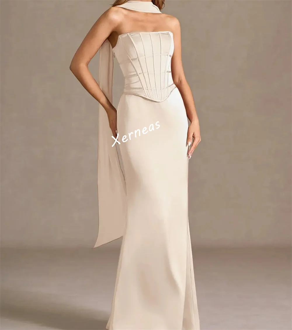 Customized Charmeuse Strapless Lace-up Mermaid Long Dresses Bespoke Occasion Woman Elegant Party Wedding High Quality 2