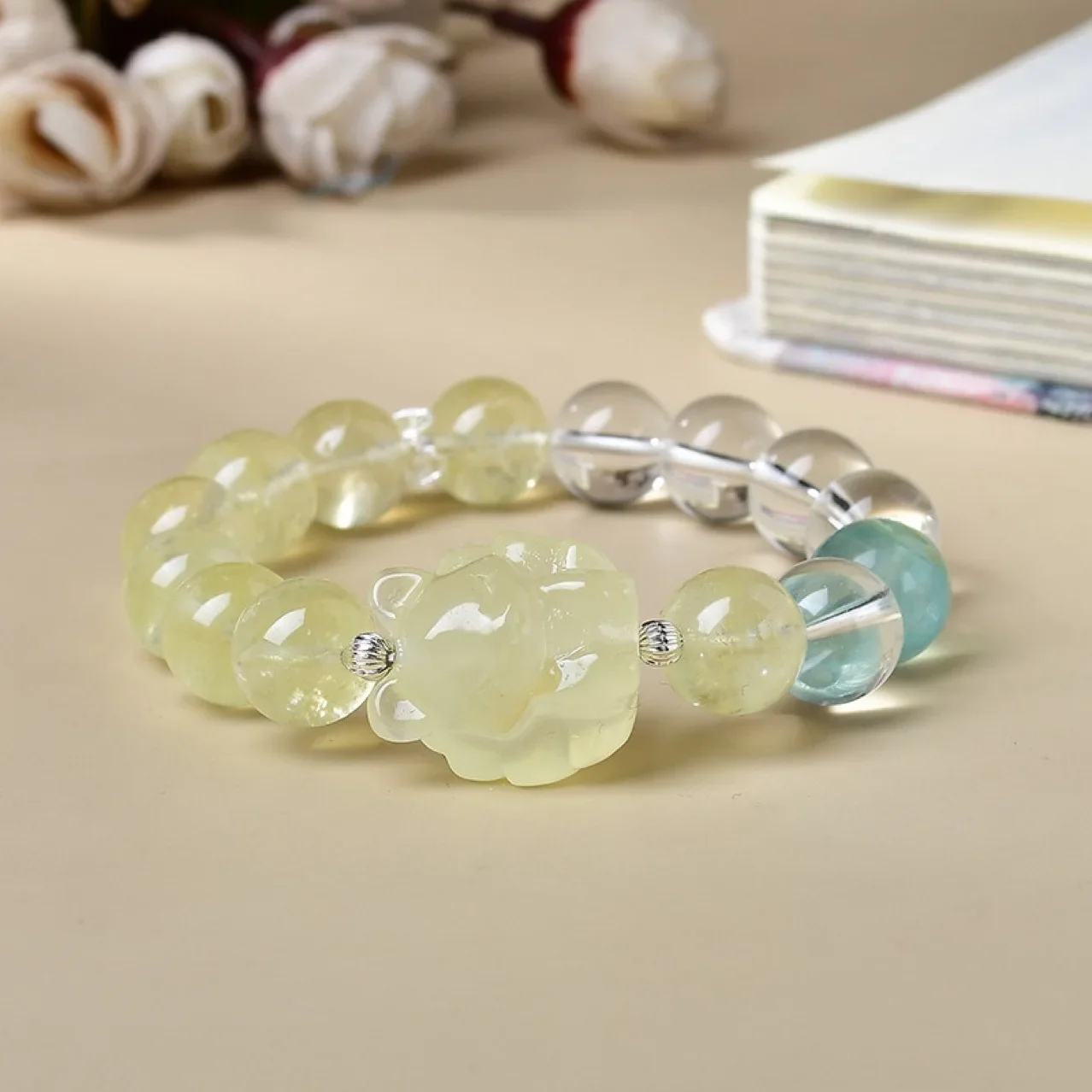 السترين الطبيعي تسعة الذيل الثعلب الأبيض كريستال الأخضر فلوريت الرجال سوار المرأة الخفيفة الفاخرة سوار محظوظ الموضة #4