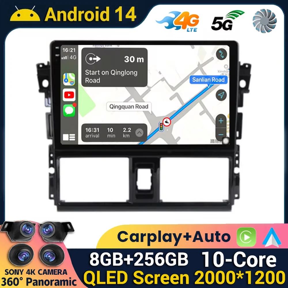 

Android 14 Car Radio For Toyota Vios Yaris 2013 - 2016 GPS Navigation RDS Multimedia Video Player No 2Din 2din DVD 4G WIFI