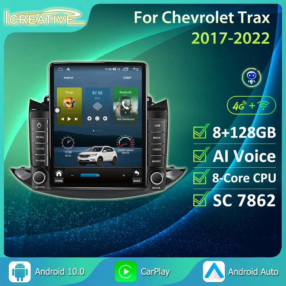 Dla chevroleta Trax 2017-2022 8GB 128GB styl Tesla inteligentny System samochodowy Android wszystko w jednym odtwarzaczu multimedialnym Radio GPS